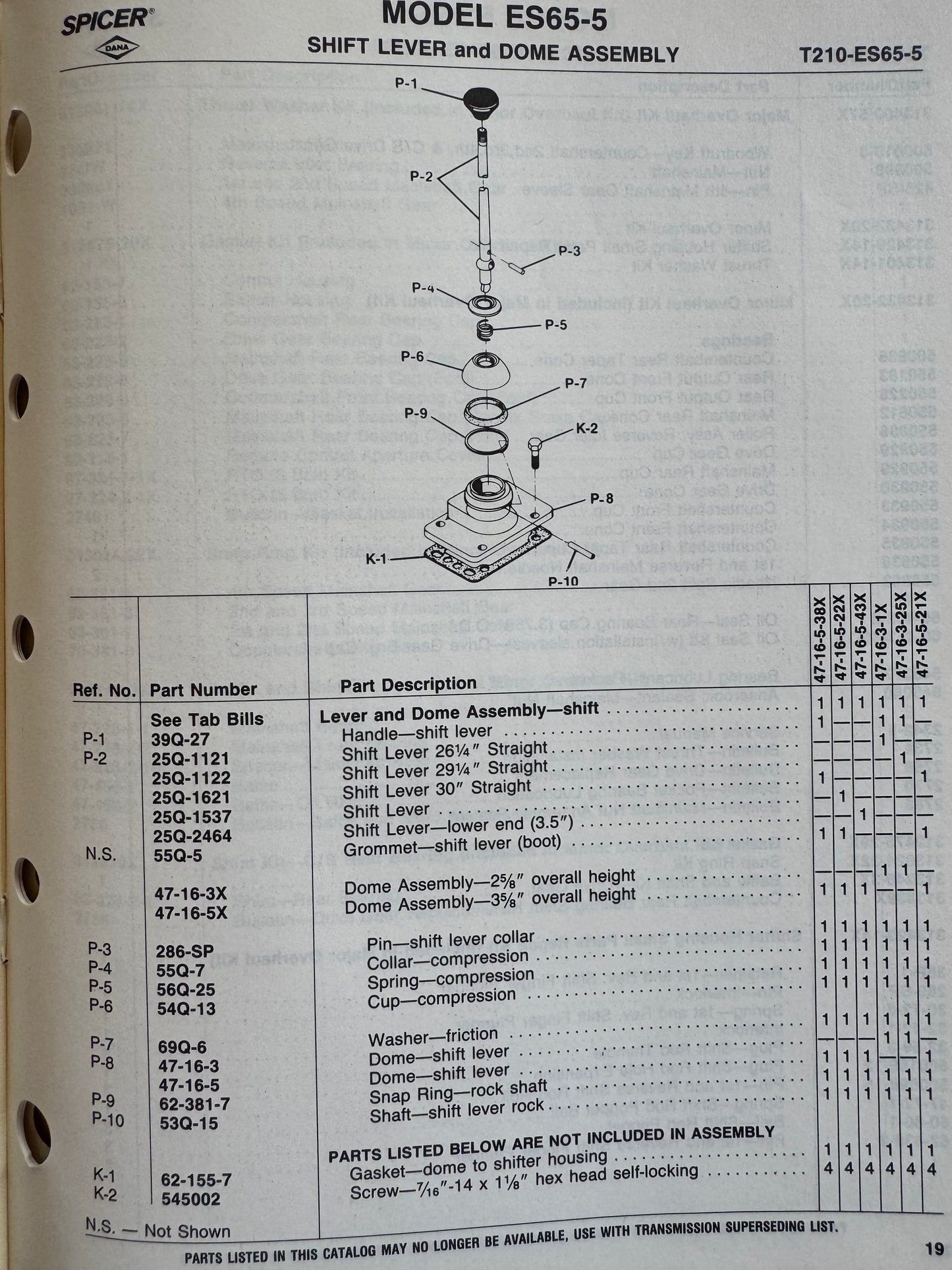 Spicer ES65-5 series main transmission service manual - physical product