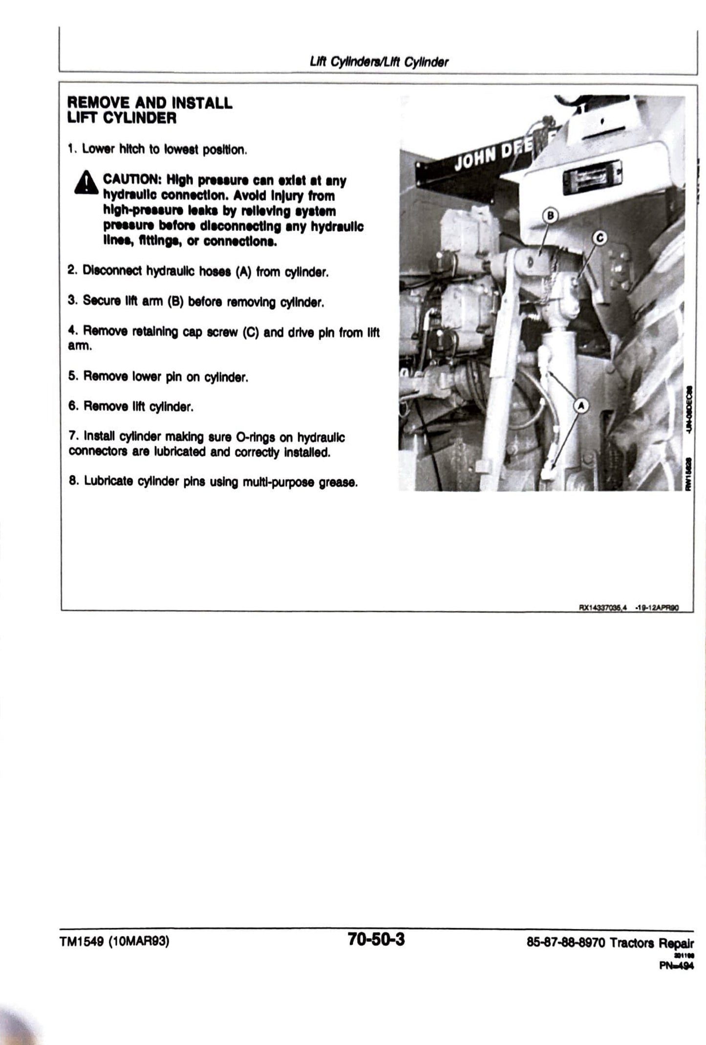 John Deere 8570, 8770, 8870 and 8970 Tractors Repair manual TM1549 - digital version