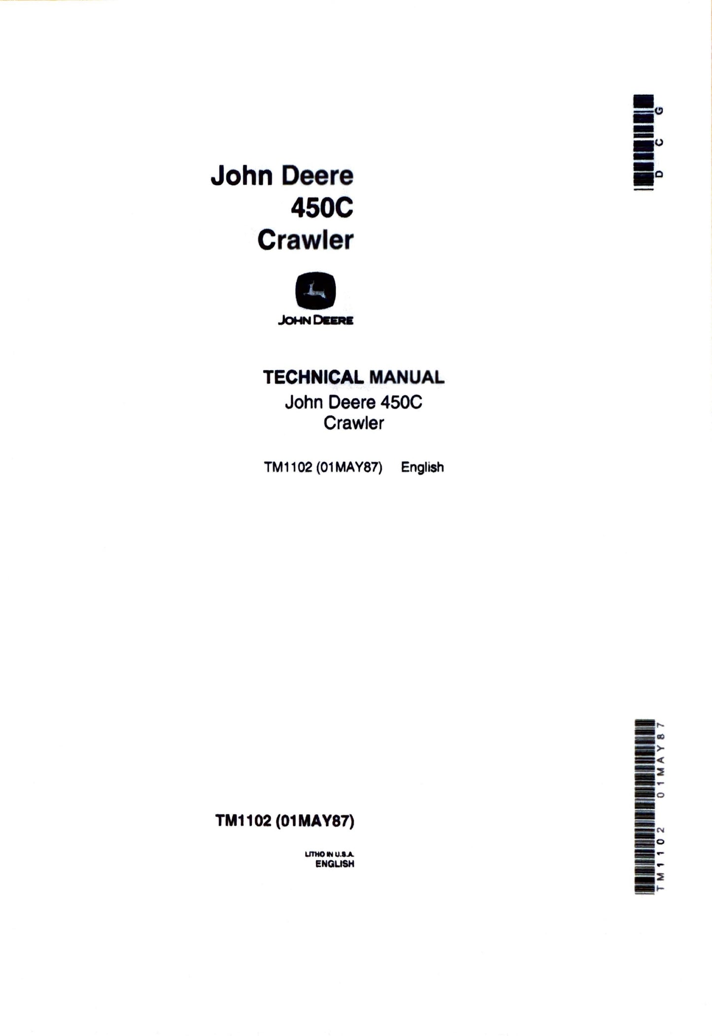 John Deere 450C crawler technical manual - TM1102 - digital version