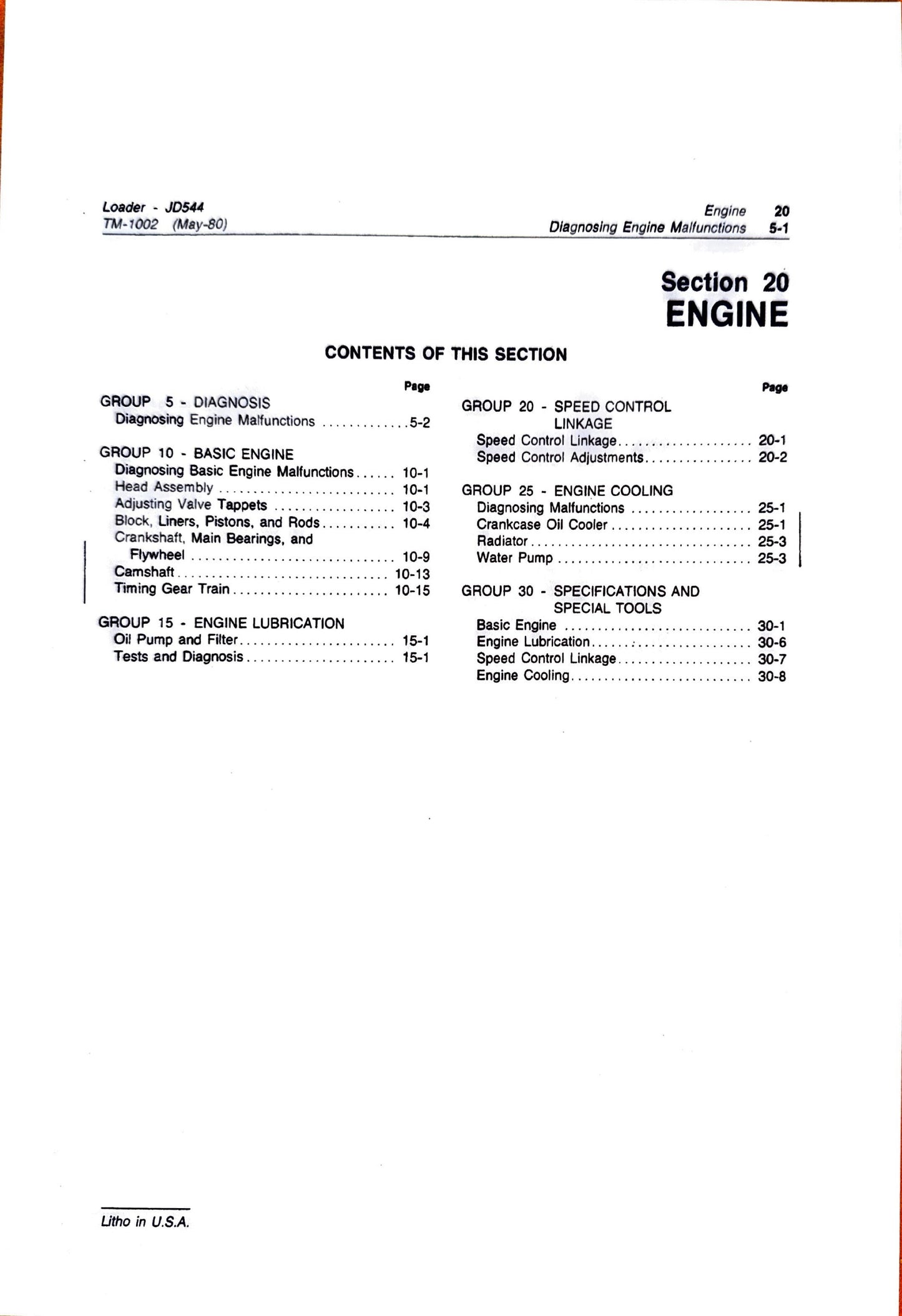 John Deere JD554 and JD544A Loaders Technical Manual TM1002 - digital version