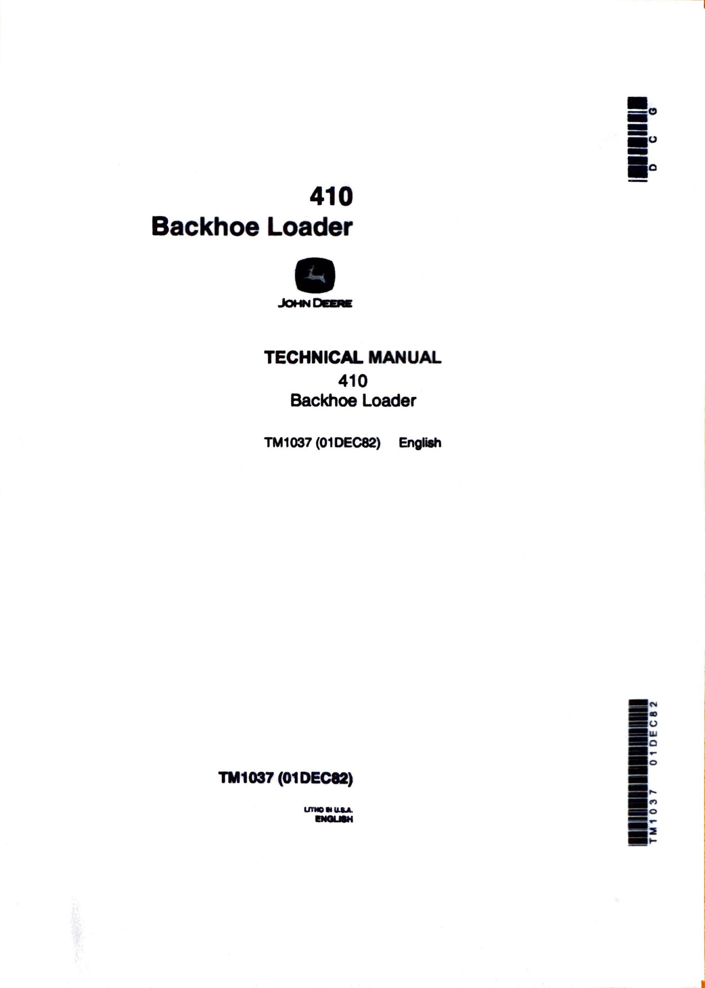 John Deere 410 Backhoe Loader technical manual - TM1037 - digital version