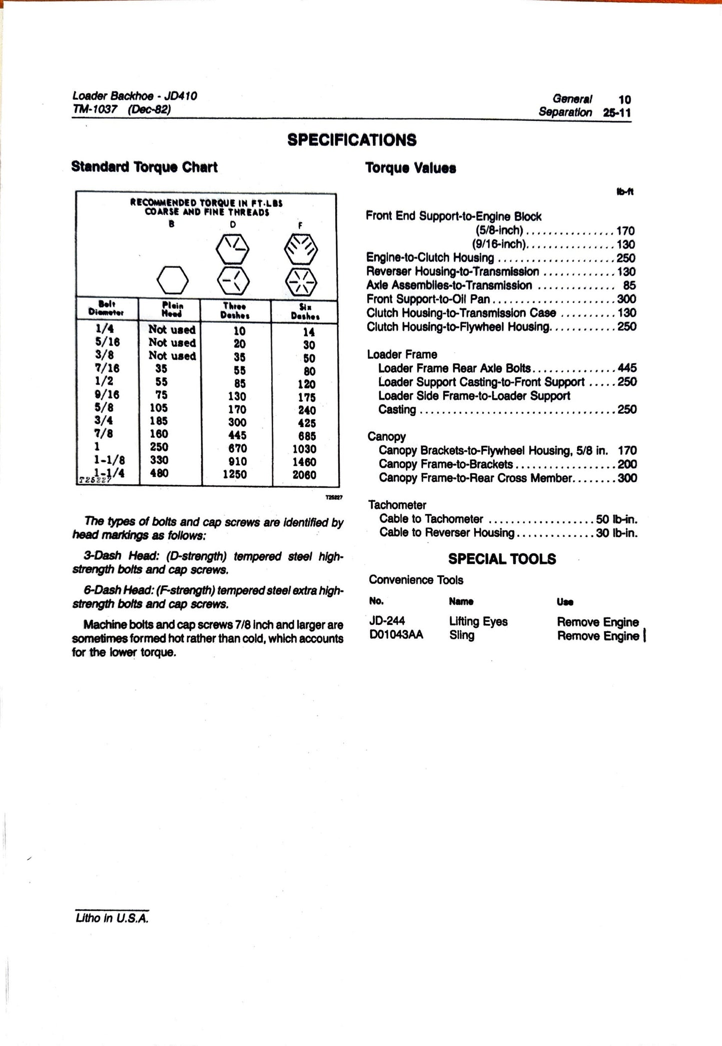 John Deere 410 Backhoe Loader technical manual - TM1037 - digital version