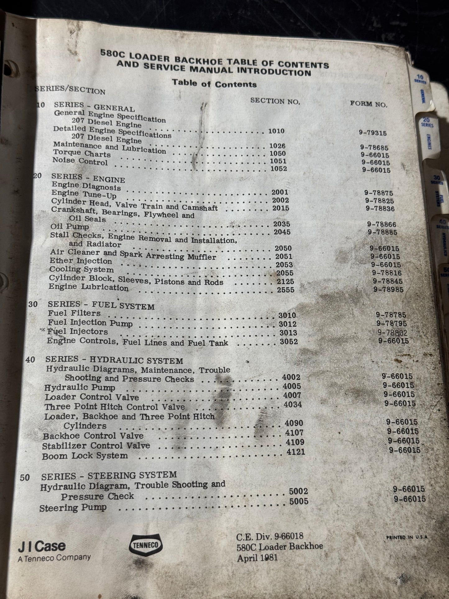 Case 580C Loader Backhoe Service manual - physical product