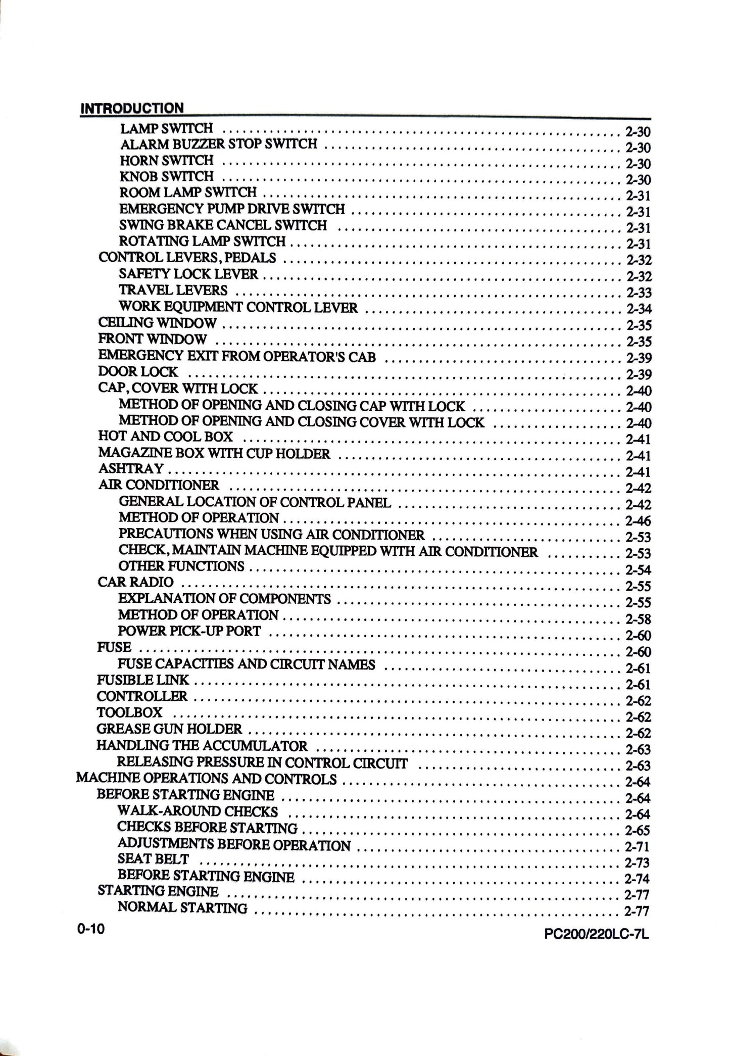 Komatsu Galeo PC200LC-7L and PC220LC-7L Hydraulic Excavator Operation & Maintenance Manual - CEAM008600 Digital version