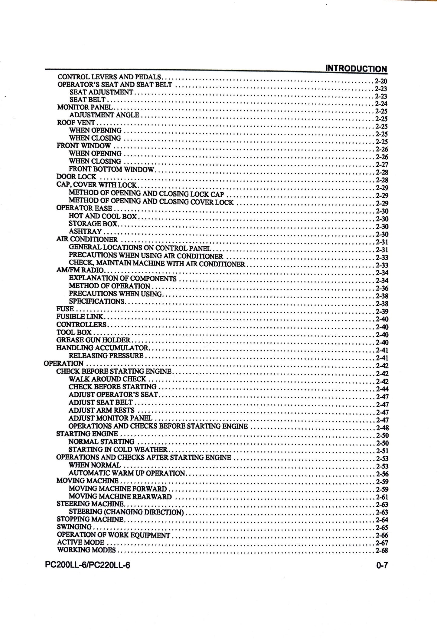 Komatsu PC200LL-6 and PC220LL-6 Logging Excavator Operation & Maintenance Manual - CEAM008400 Digital version