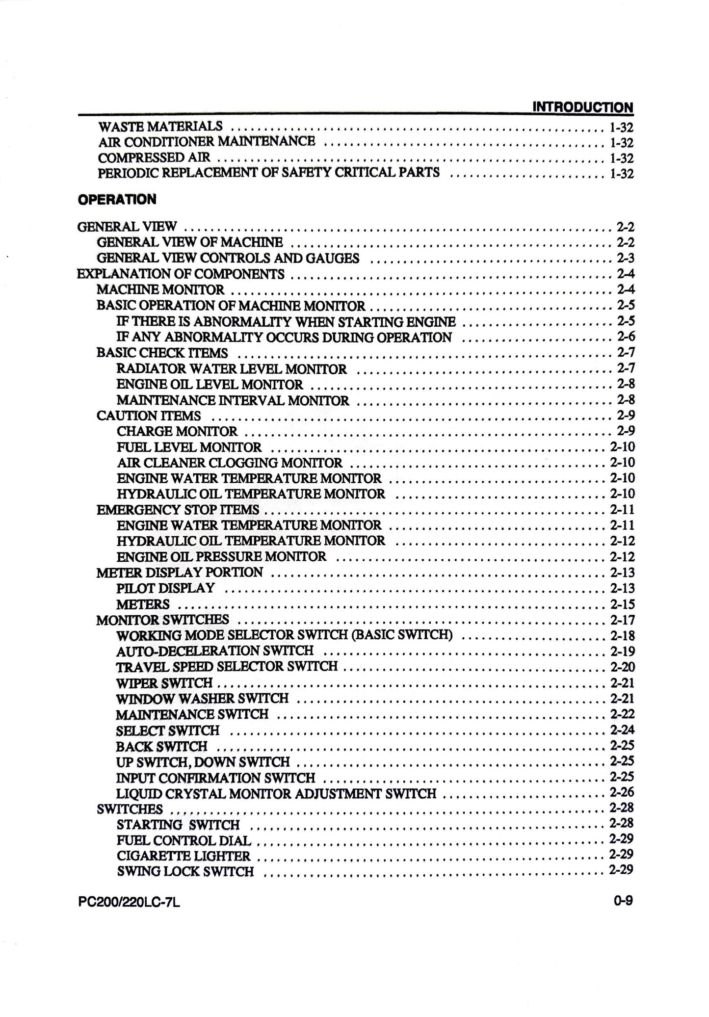 Komatsu Galeo PC200LC-7L and PC220LC-7L Hydraulic Excavator Operation & Maintenance Manual - CEAM008600 Digital version