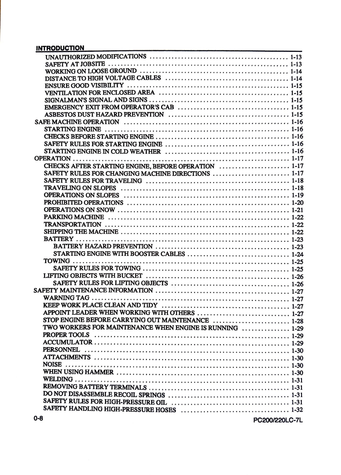 Komatsu Galeo PC200LC-7L and PC220LC-7L Hydraulic Excavator Operation & Maintenance Manual - CEAM008600 Digital version