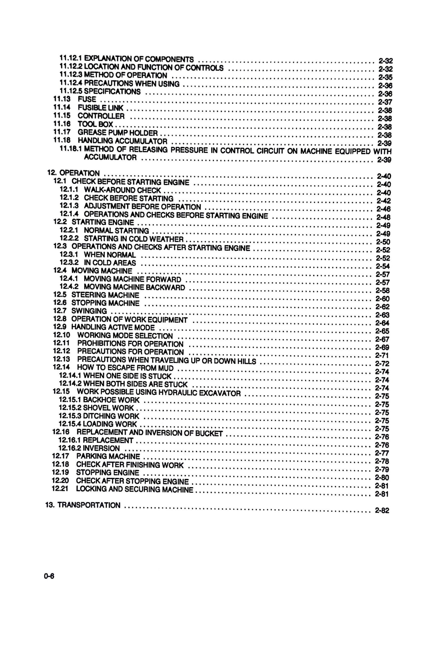 Komatsu PC200, PC200LC-6, PC210LC-6, PC220LC-6, PC250LC-6 Hydraulic Excavators Operation & Maintenance Manual - CEAM001200 Digital version