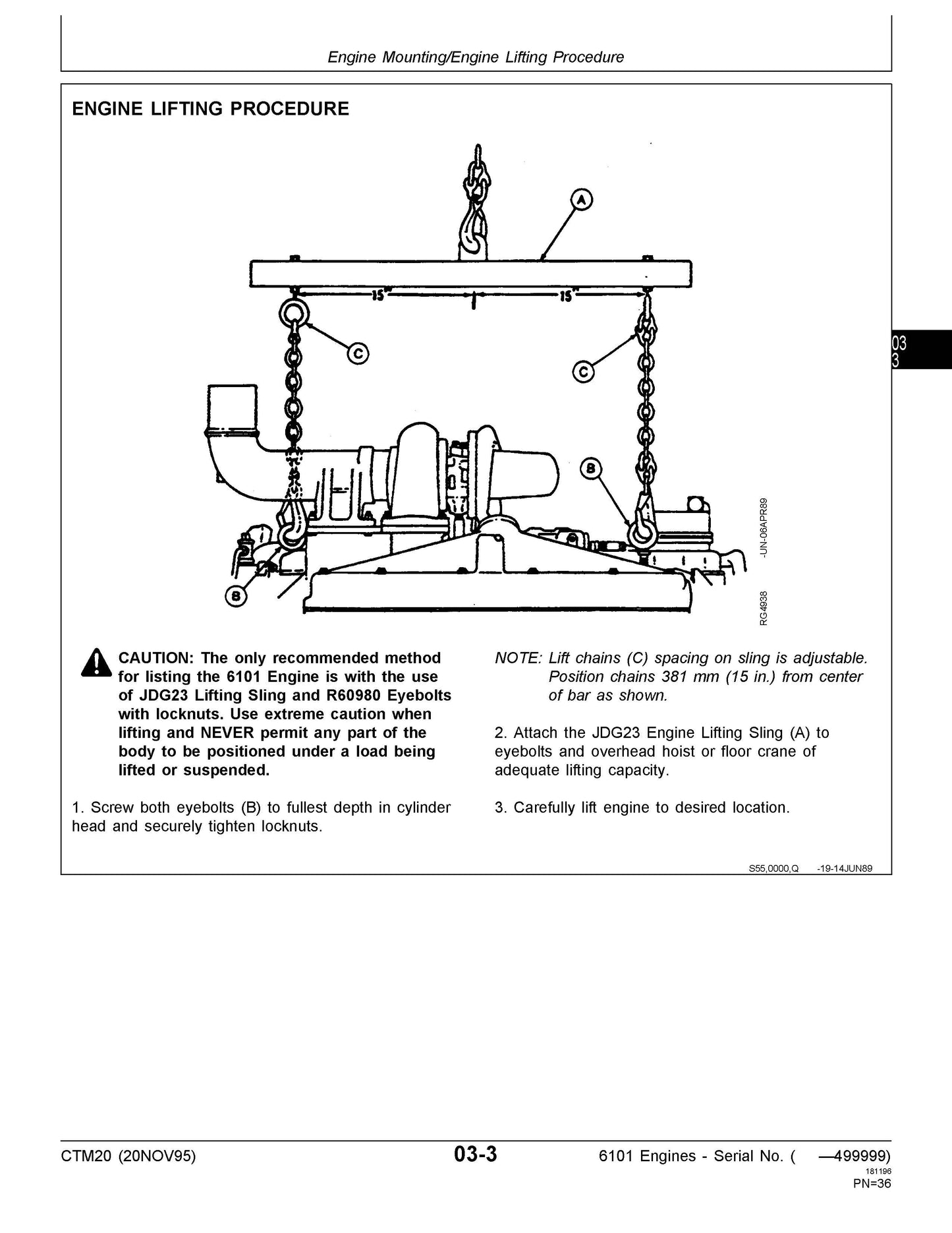 John Deere Series 500, 6101 Diesel Engines Component Technical Manual CTM20 Digital version