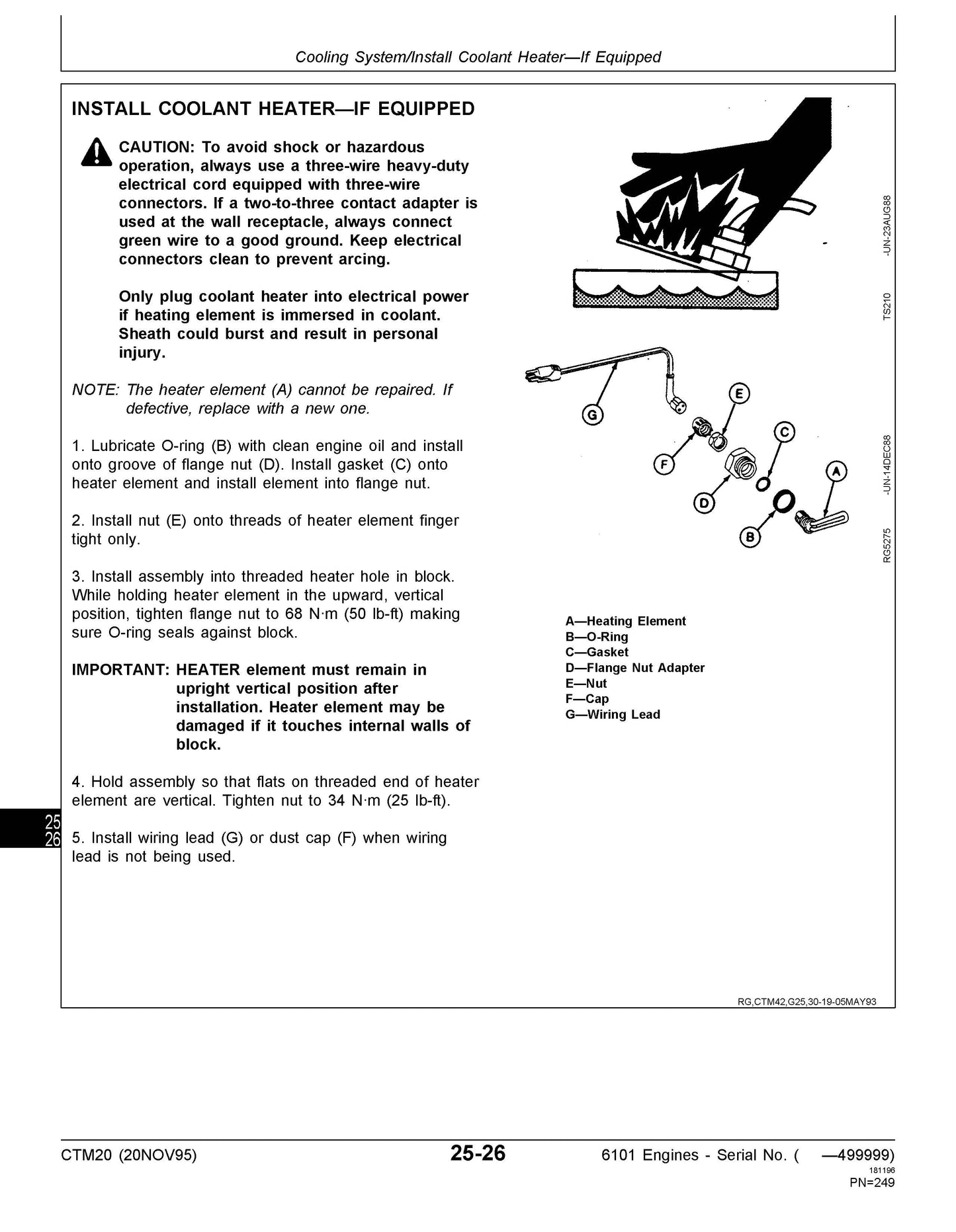 John Deere Series 500, 6101 Diesel Engines Component Technical Manual CTM20 Digital version