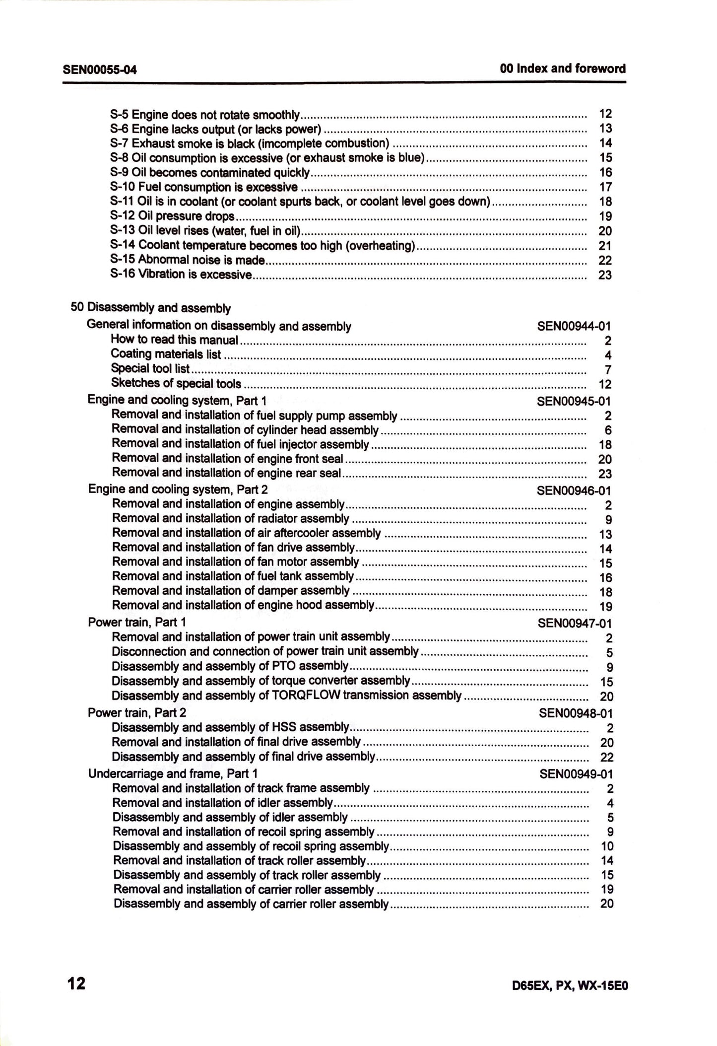 Komatsu D65EX-15EO, D65PX-15EO, D65WX-15EO bulldozers Shop manual - digital version SEN00046-04