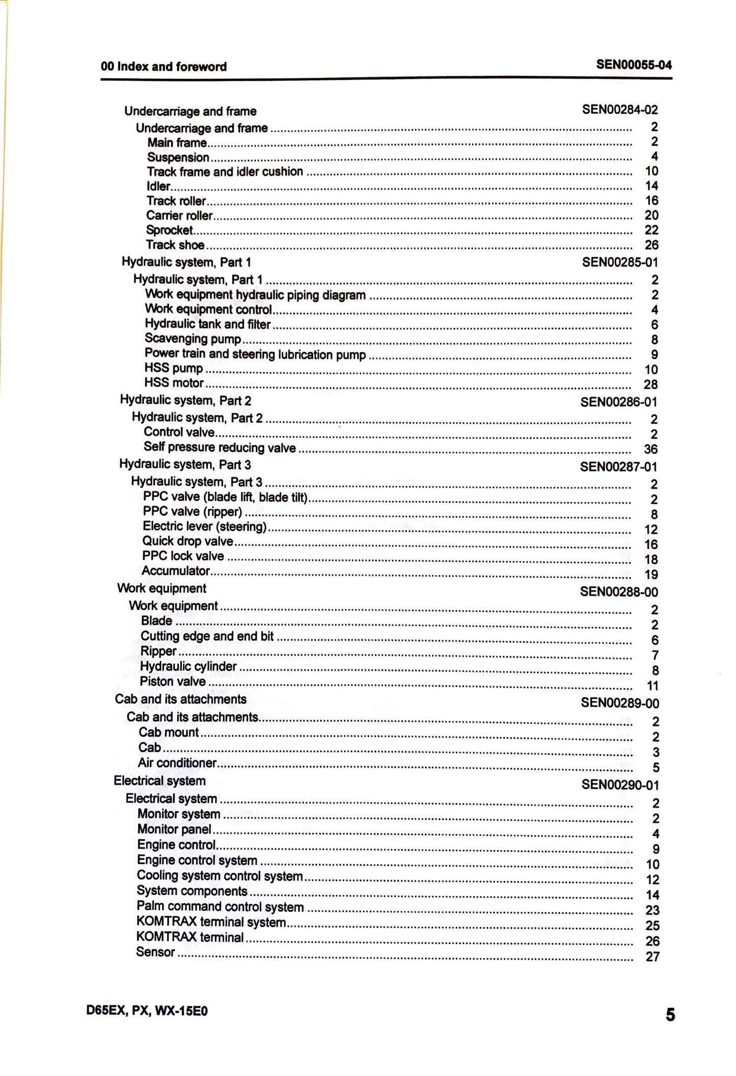 Komatsu D65EX-15EO, D65PX-15EO, D65WX-15EO bulldozers Shop manual - digital version SEN00046-04
