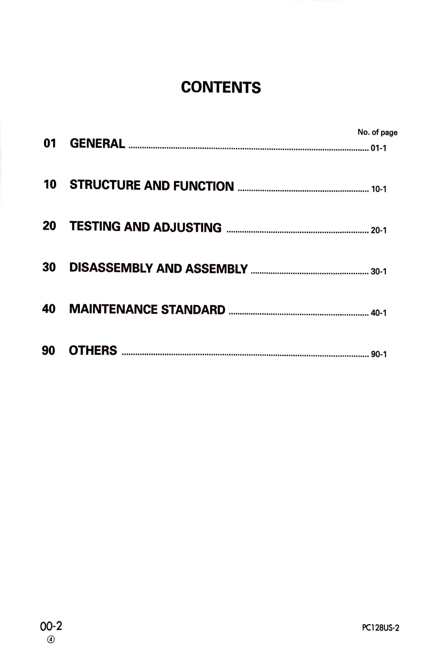 Komatsu PC128US-2, PC138US-2, PC138USLC-2 excavators Service Manual - SEBM018419 Digital version