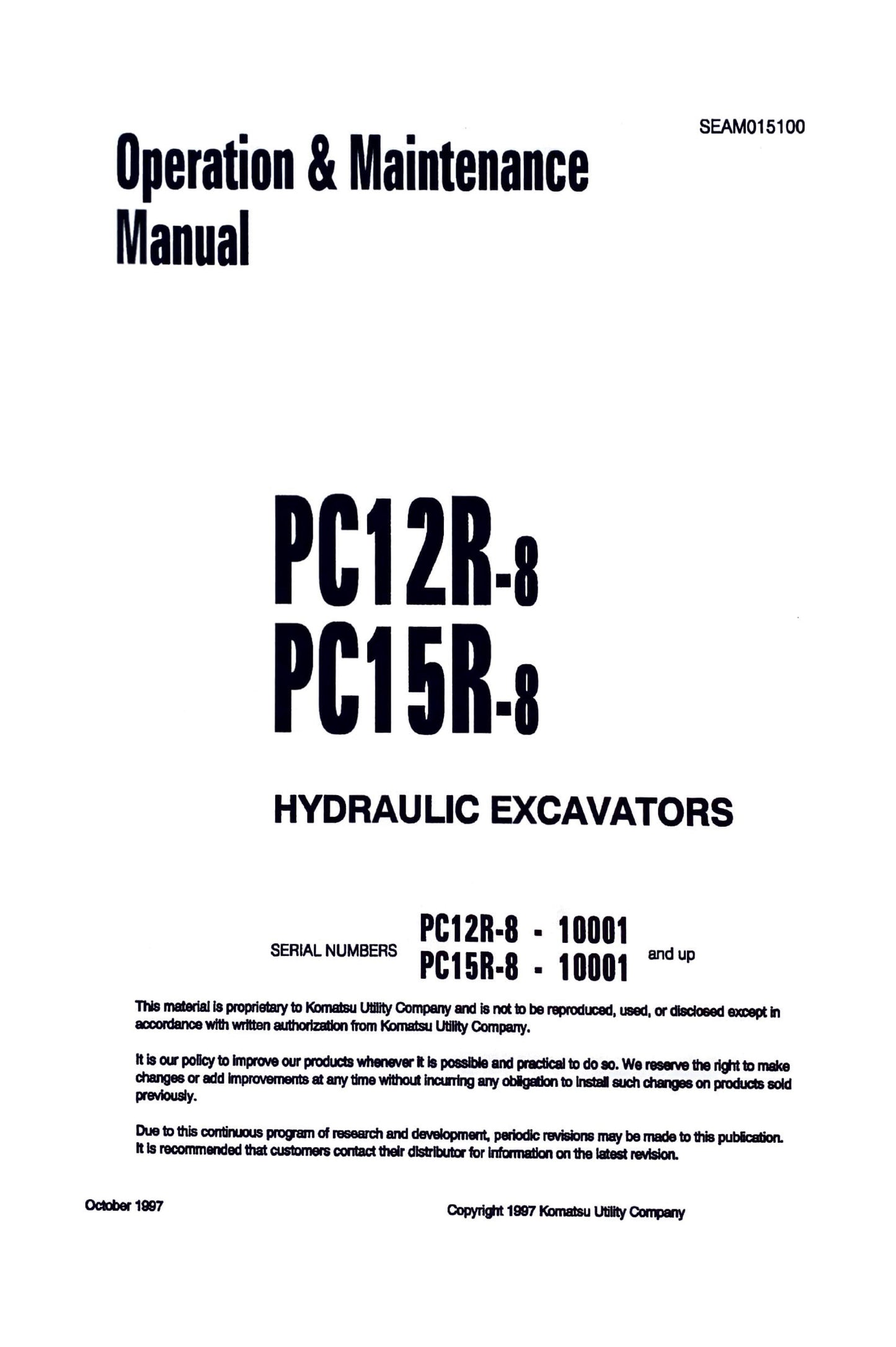 Komatsu PC12R-8 PC15R-8 mini excavator Operation and Maintenance Manual - digital version