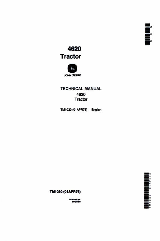 John Deere 4620 Tractor Technical manual TM1030 - digital version