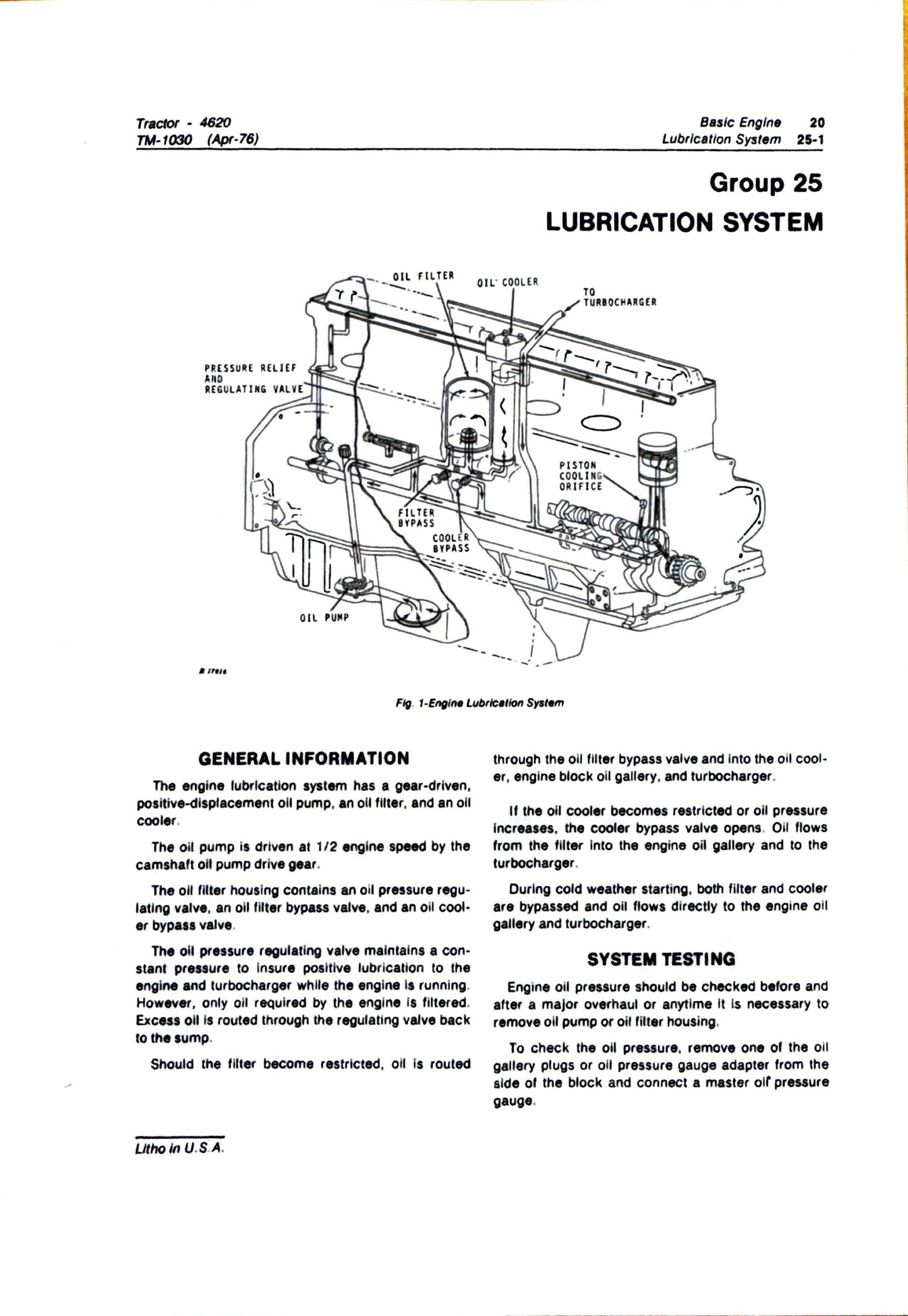 John Deere 4620 Tractor Technical manual TM1030 - digital version