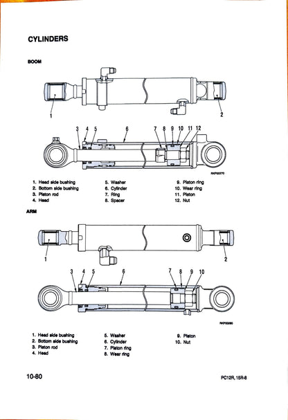 Komatsu PC12R-8 and PC15R-8 hydraulic excavators Shop manual - digital version. WEBM000100