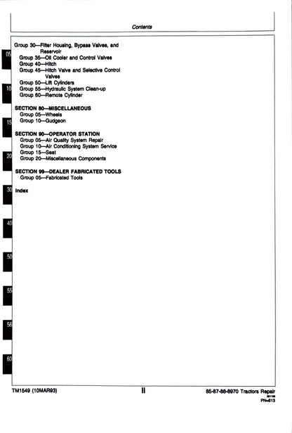 John Deere 8570, 8770, 8870 and 8970 Tractors Repair manual TM1549 - digital version