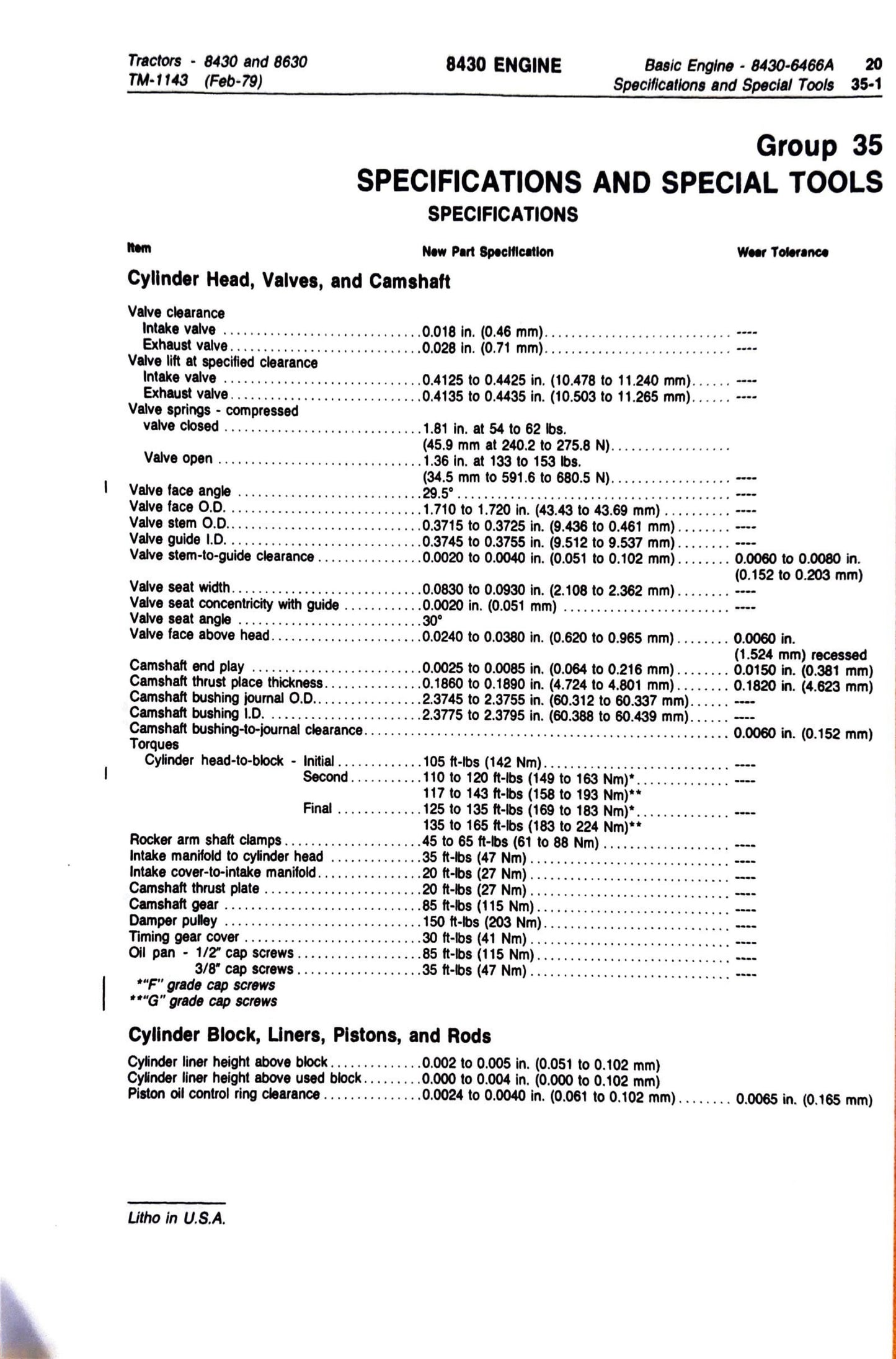 John Deere 8430 and 8630 Tractors Technical manual TM1143 - digital version