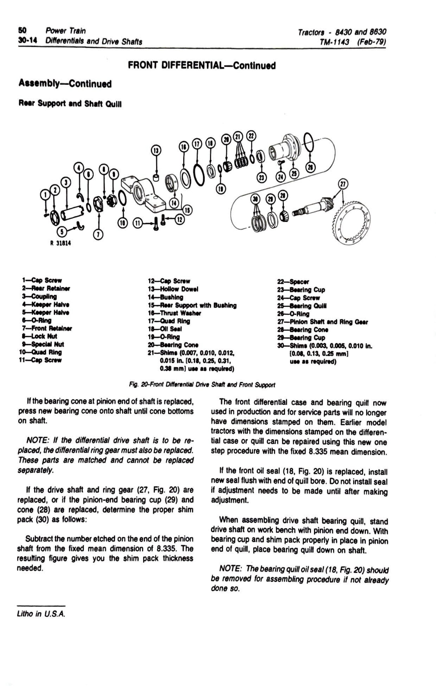 John Deere 8430 and 8630 Tractors Technical manual TM1143 - digital version