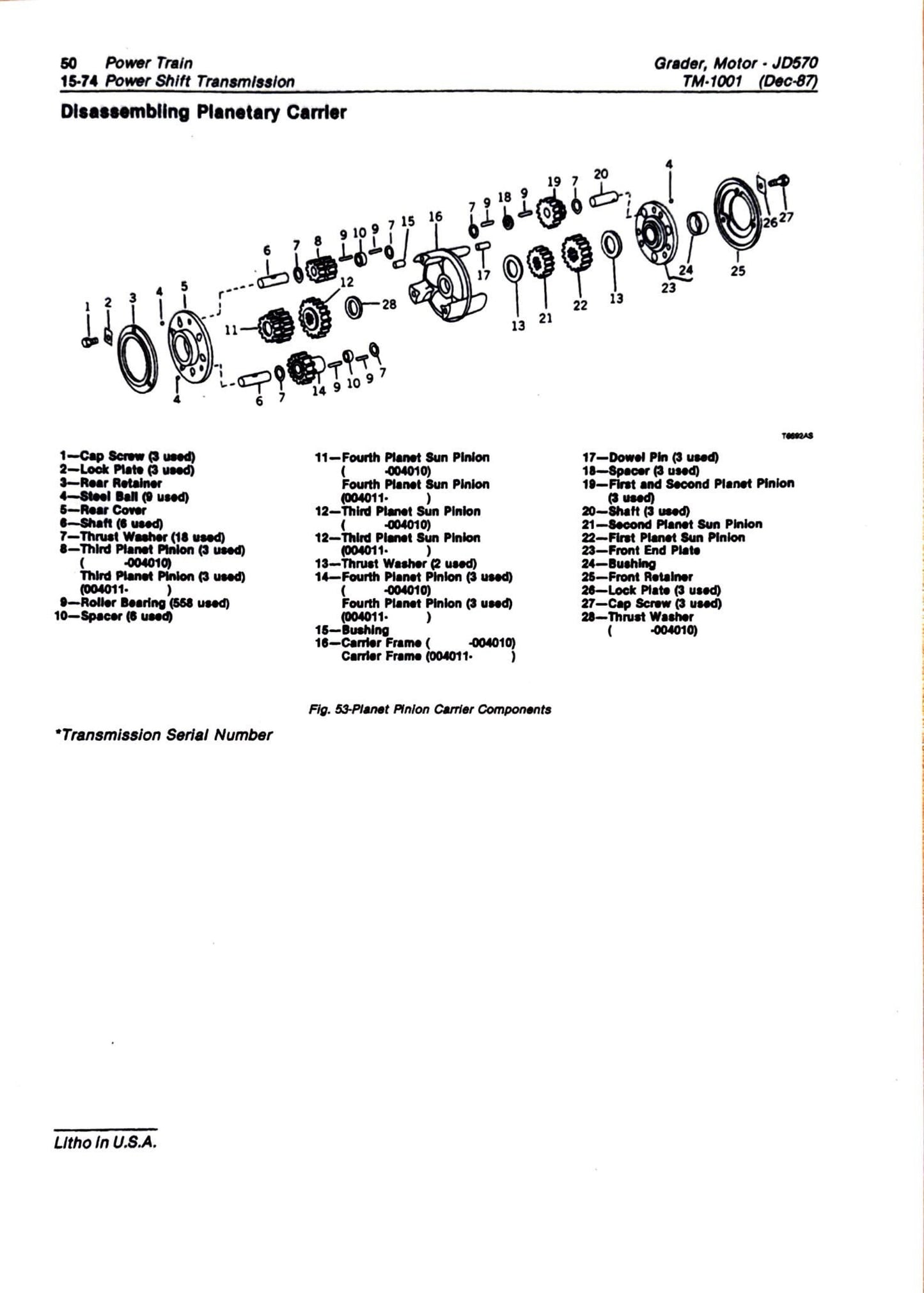 John Deere JD570 and JD570A Motor Grader Technical Manual TM1001 - digital version