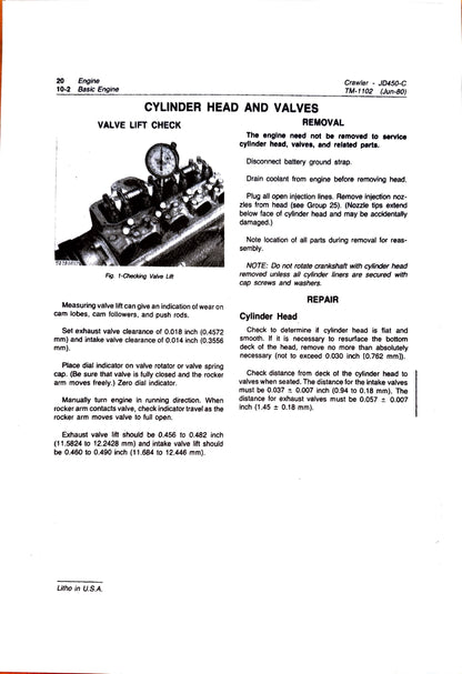 John Deere 450C crawler technical manual -  TM1102 - digital version