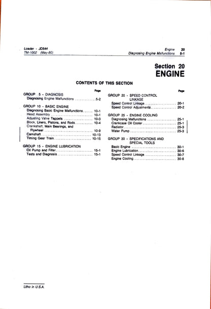 John Deere JD554 and JD544A Loaders Technical Manual TM1002 - digital version