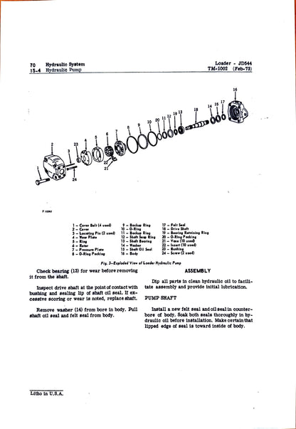 John Deere JD554 and JD544A Loaders Technical Manual TM1002 - digital version