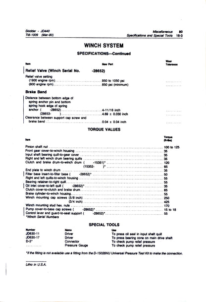 John Deere 440, 440 series-A and 440-B skidders Technical Manual TM1009 - digital version