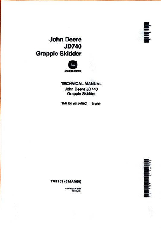 John Deere JD740 Grapple Skidder technical manual -  TM1101 - digital version