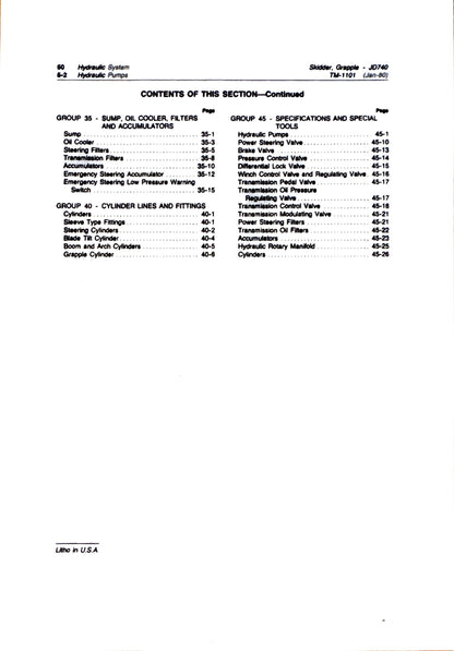 John Deere JD740 Grapple Skidder technical manual -  TM1101 - digital version