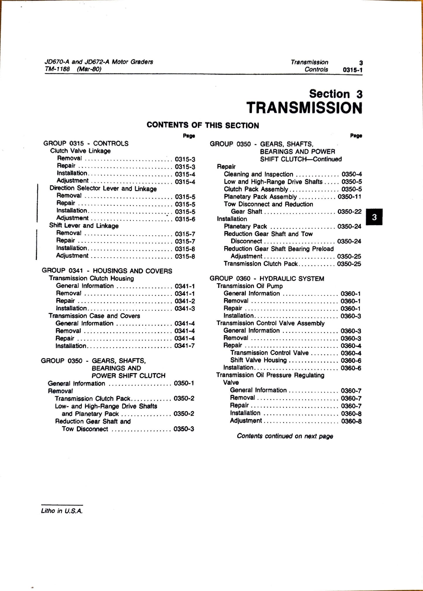 John Deere JD670A and 672A motor grader repair technical manual -  TM1188 - digital version
