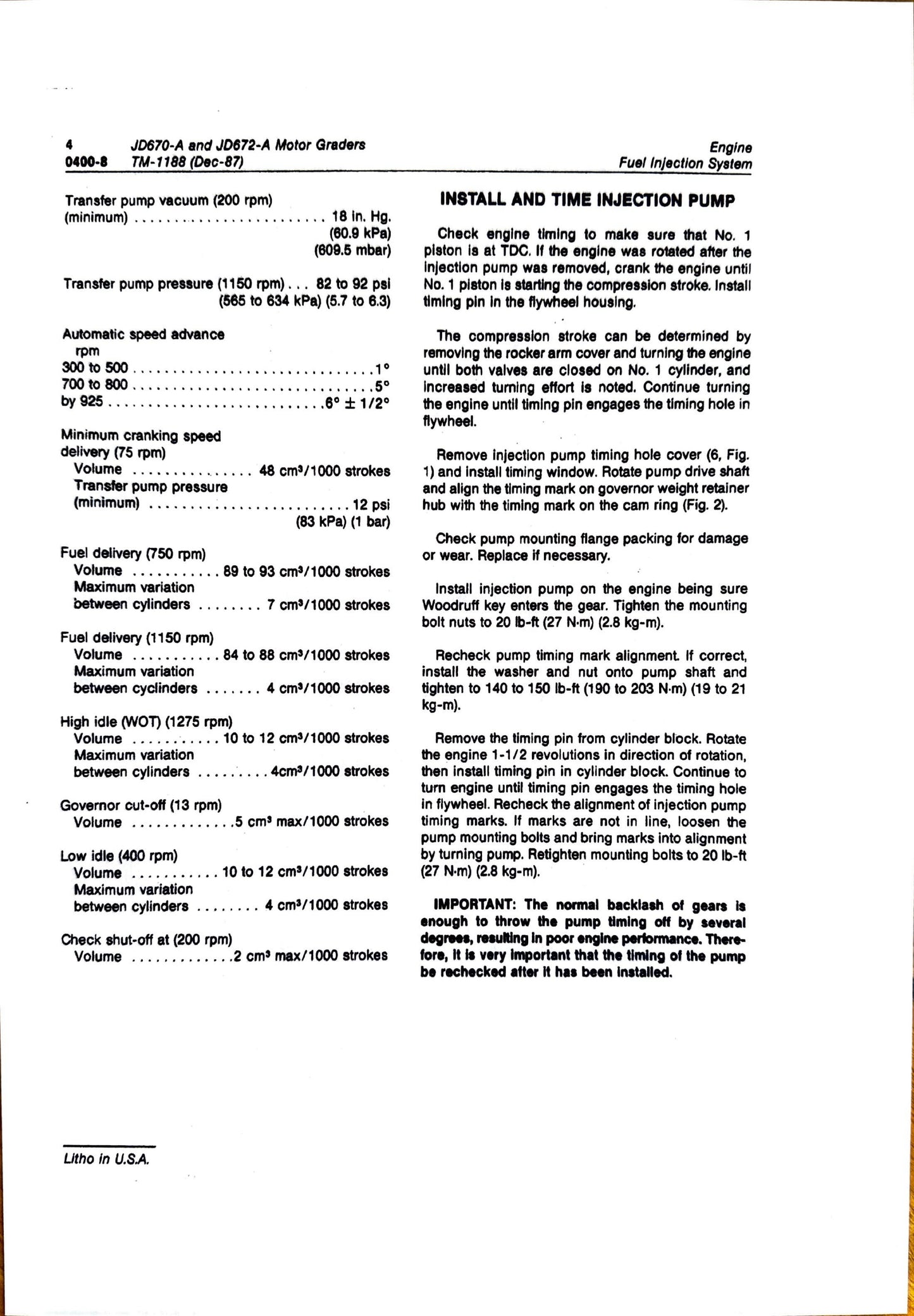 John Deere JD670A and 672A motor grader repair technical manual -  TM1188 - digital version