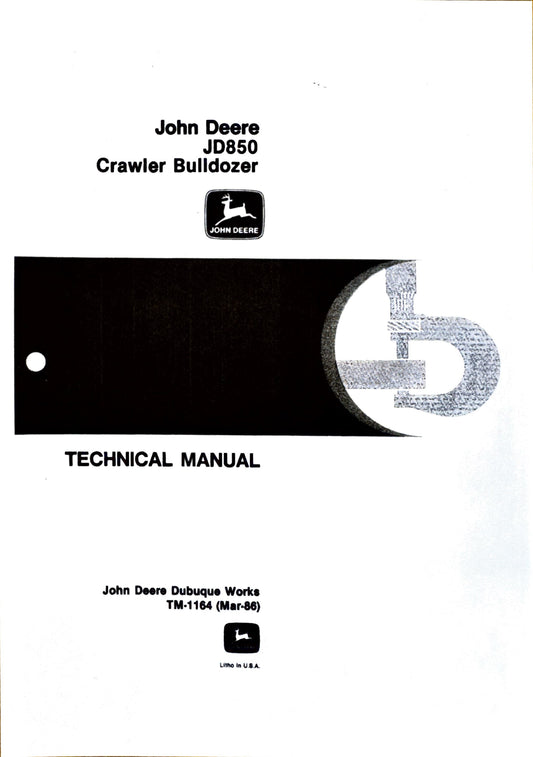 Technical manual cover for John Deere JD850 Crawler Bulldozer on a white background