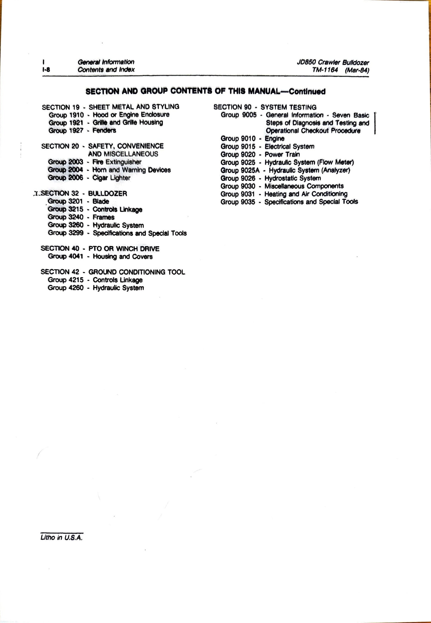 John Deere JD850 crawler bulldozer technical manual -  TM1164 - digital version