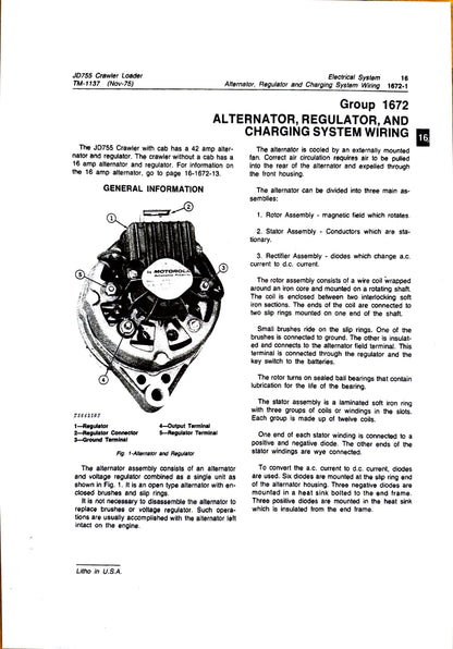 John Deere JD755 crawler loader technical manual -  TM1137 - digital version