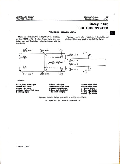 John Deere JD670 Motor Grader technical manual -  TM1134 - digital version