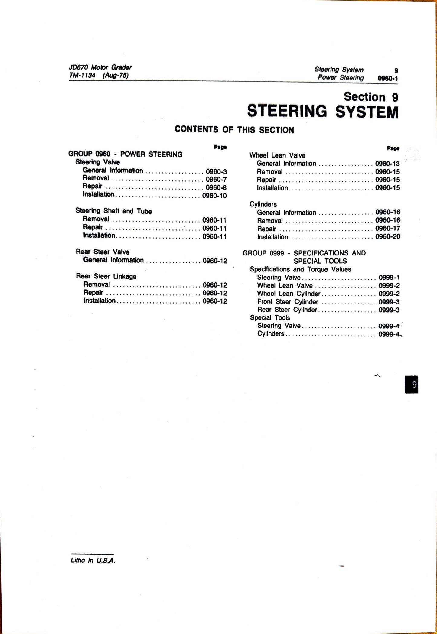 John Deere JD670 Motor Grader technical manual -  TM1134 - digital version