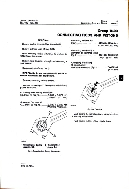 John Deere JD670 Motor Grader technical manual -  TM1134 - digital version