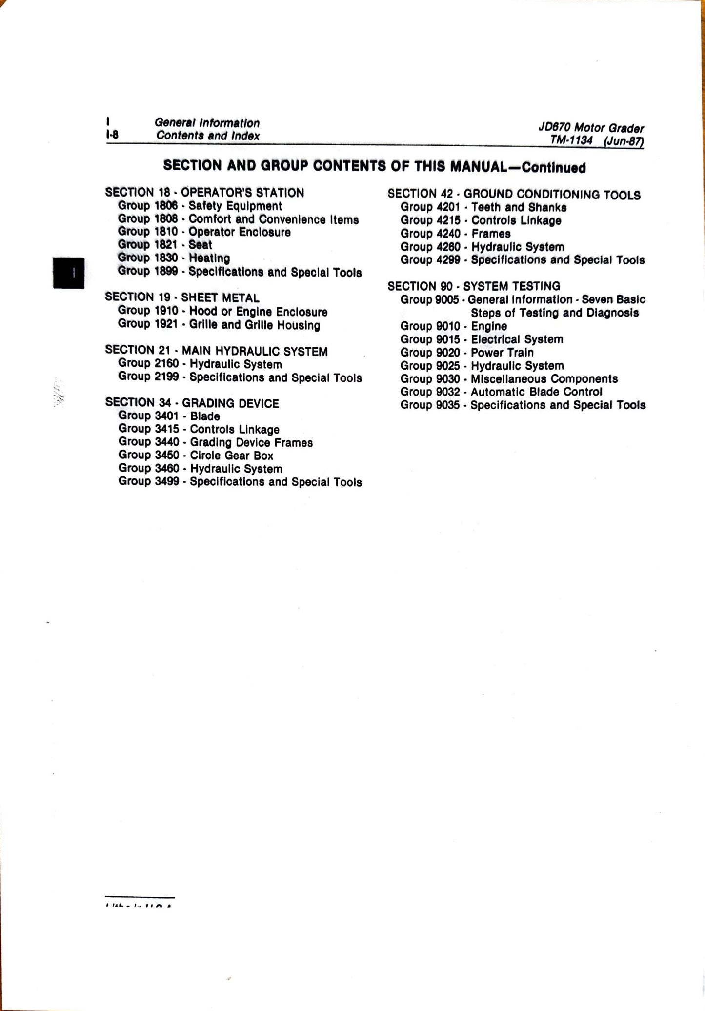 John Deere JD670 Motor Grader technical manual -  TM1134 - digital version