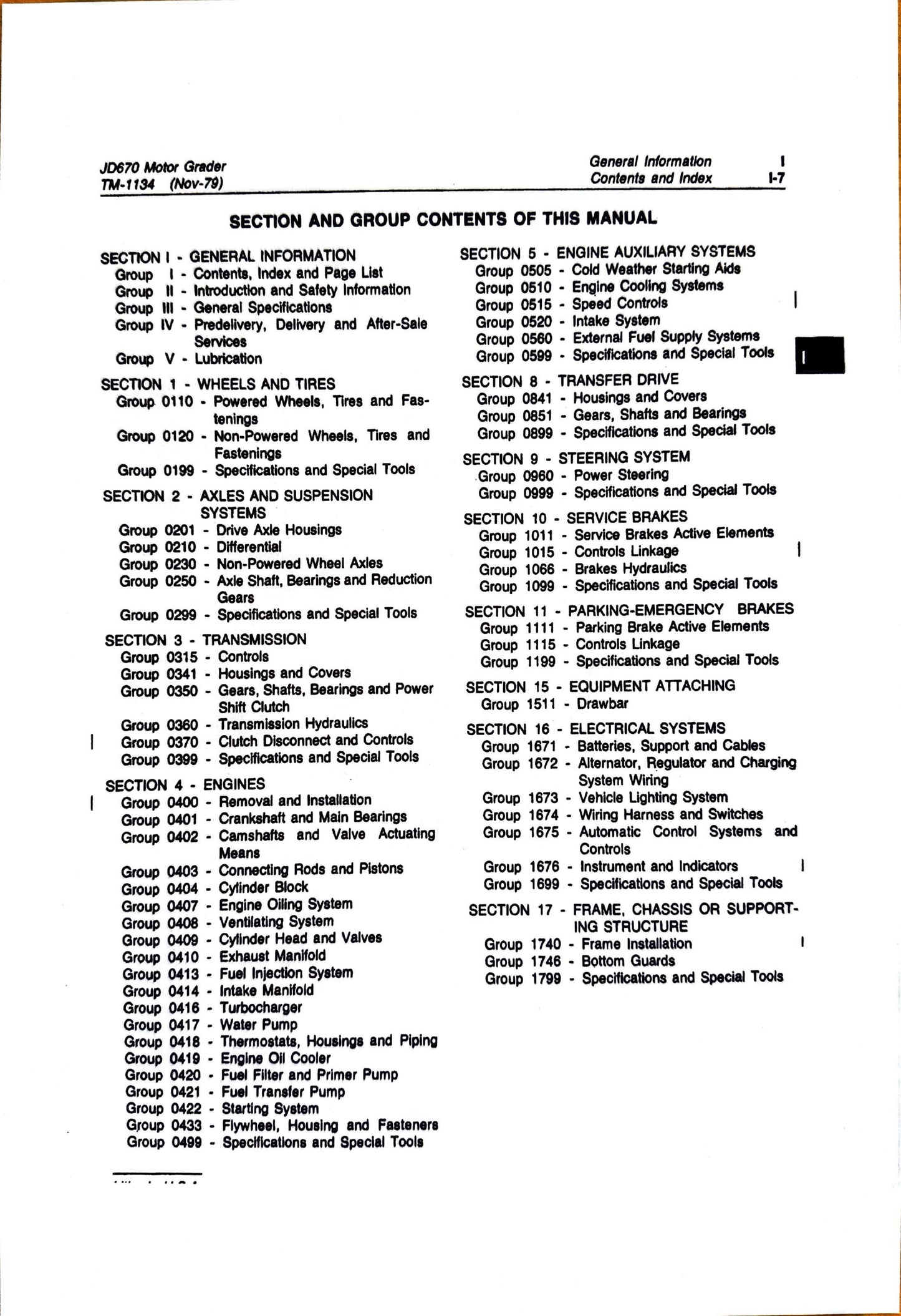 John Deere JD670 Motor Grader technical manual -  TM1134 - digital version