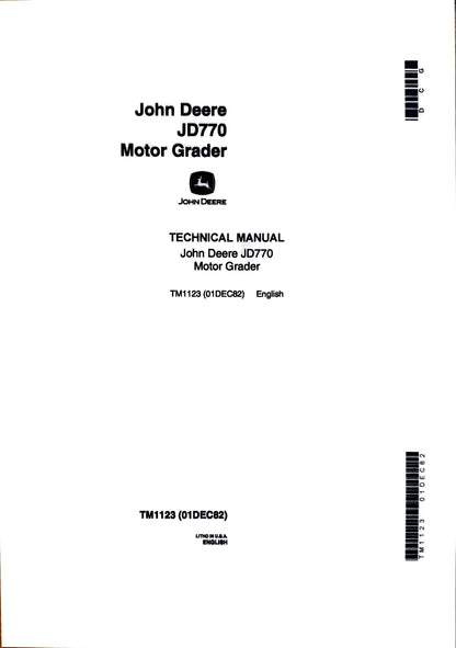 John Deere JD770 Motor Grader technical manual -  TM1123 - digital version