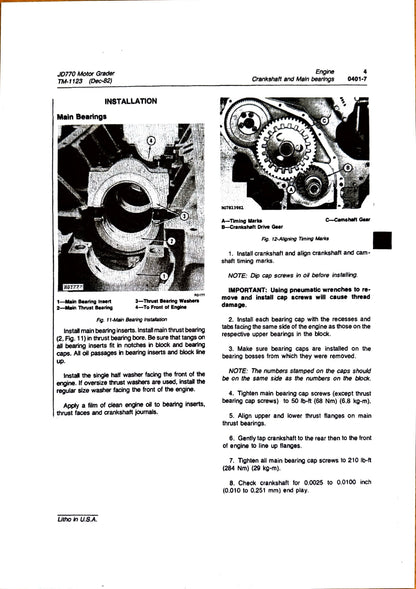 John Deere JD770 Motor Grader technical manual -  TM1123 - digital version