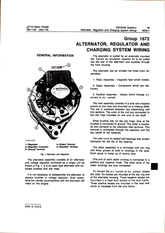 John Deere JD770 Motor Grader technical manual -  TM1123 - digital version