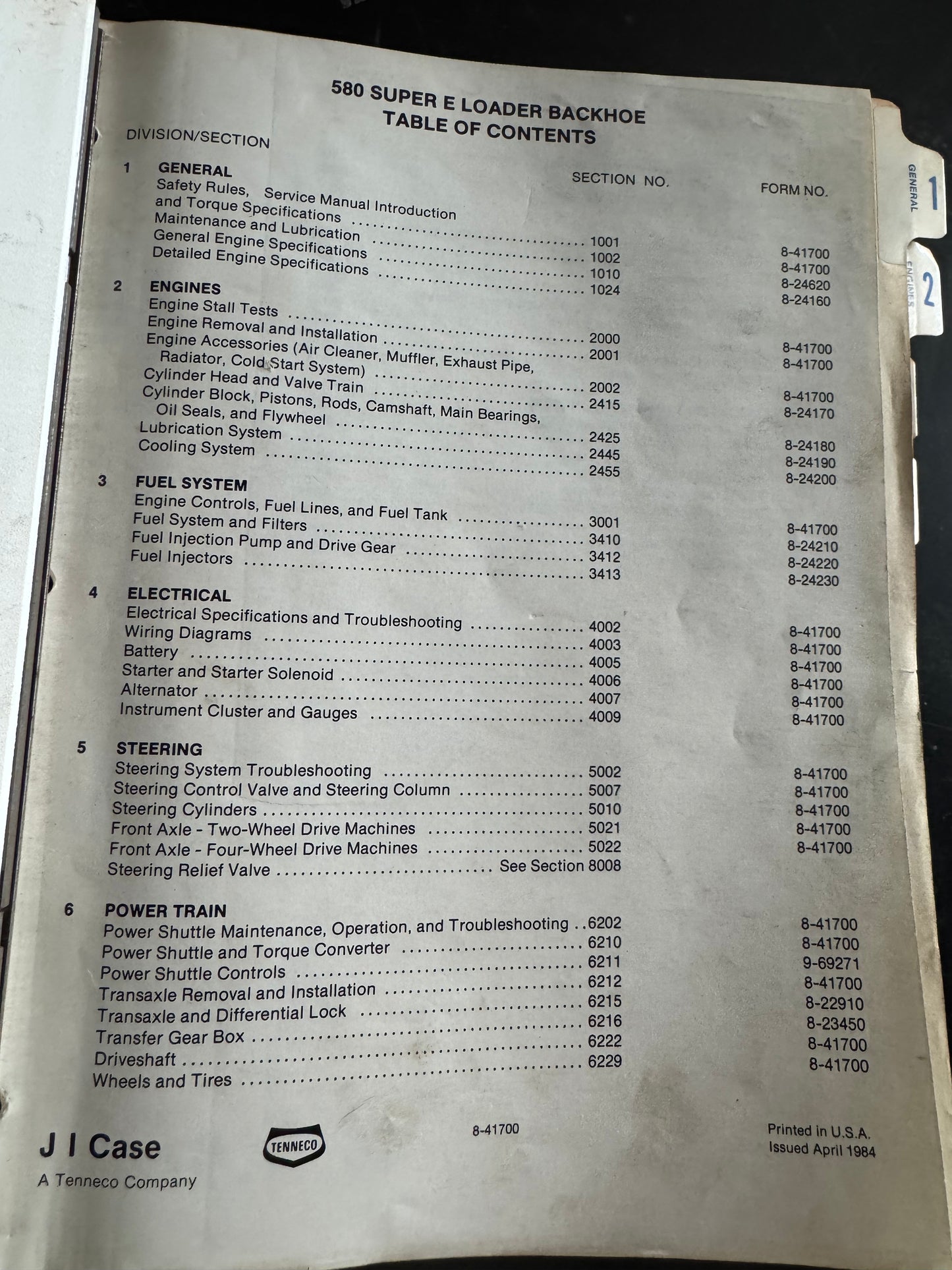 Case 580 Super E Loader Backhoe  Service  manual 8-41700 - physical product