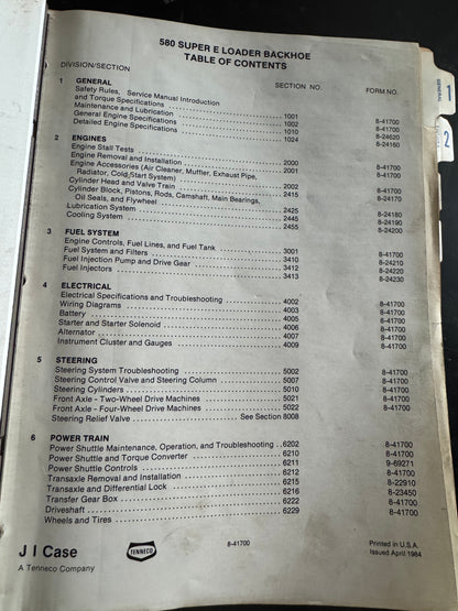 Case 580 Super E Loader Backhoe  Service  manual 8-41700 - physical product