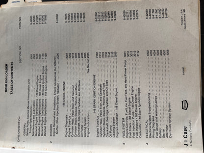 Case 1835B  Uni-loader service manual 8-42080 - physical product