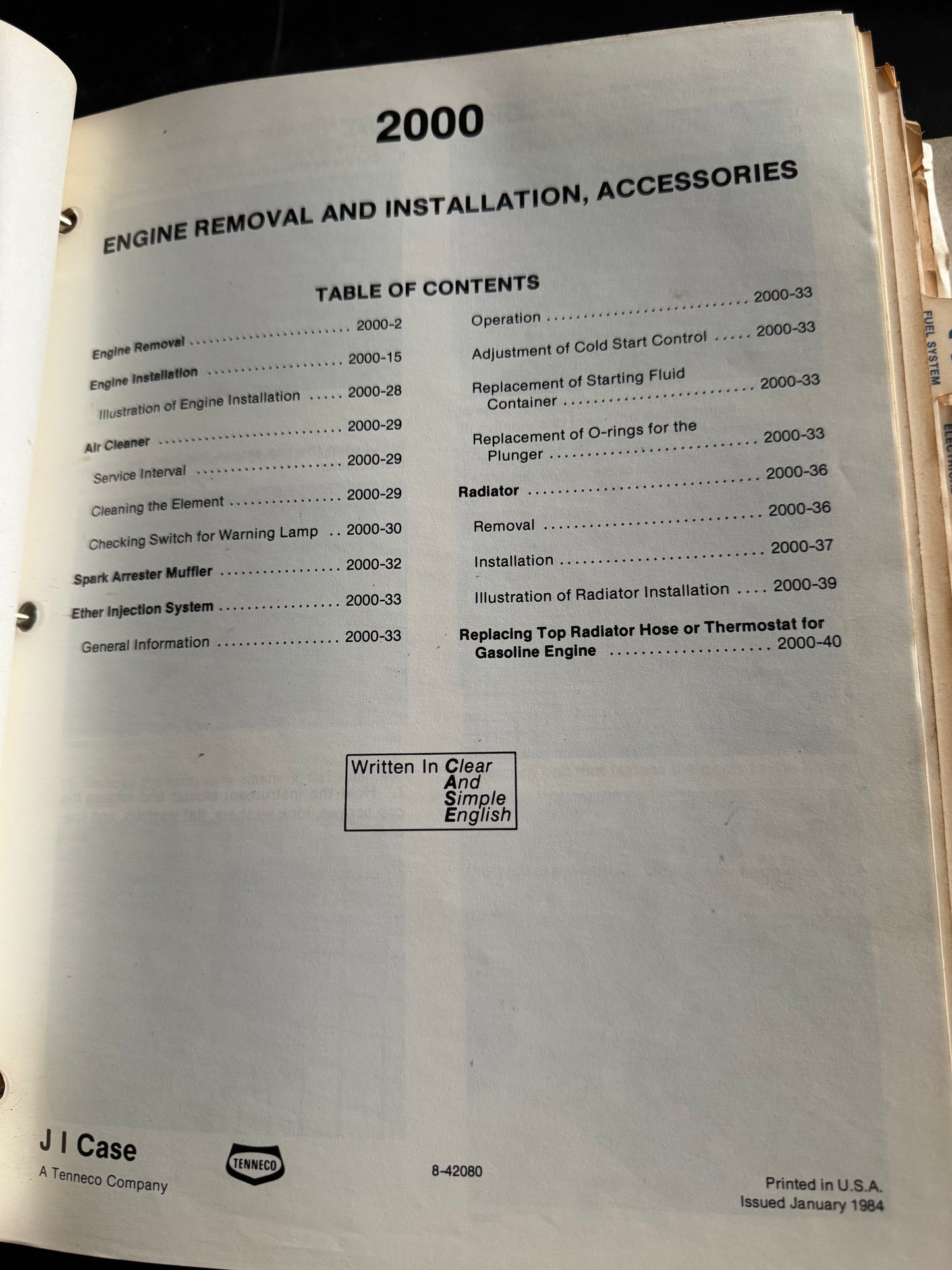 Case 1835B  Uni-loader service manual 8-42080 - physical product