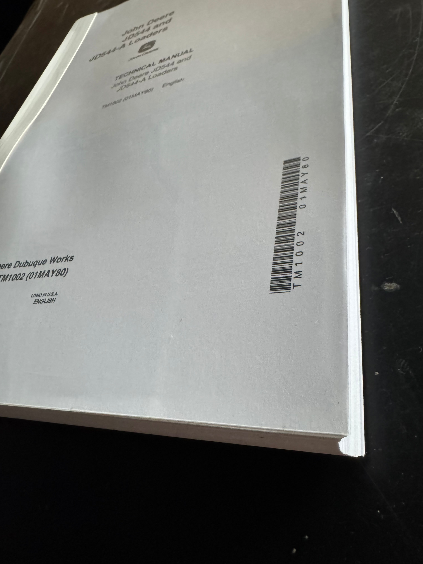 John Deere JD544 and JD544-A Loaders Technical manual  TM1002 - physical product