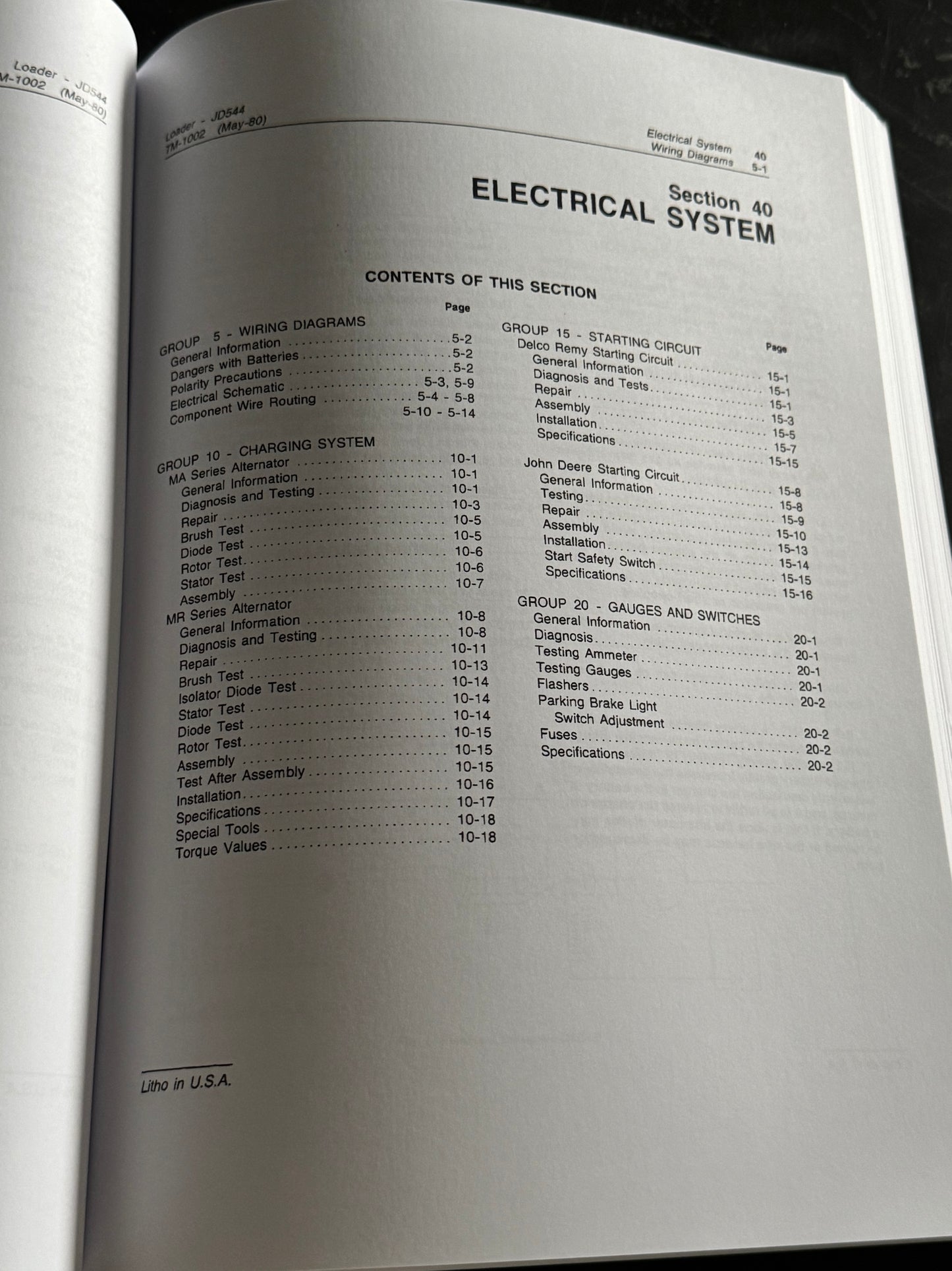 John Deere JD544 and JD544-A Loaders Technical manual  TM1002 - physical product